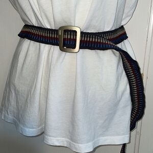 Vintage Bison Designs multi color canvas belt‎